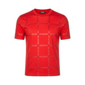 Moschino Love Graphic Cotton Mens T-Shirt RED Logo Valentines New Fits XXLarg